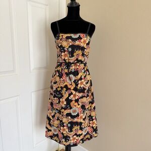 VTG Y2K ICHI Women Tropical Floral Midi Pencil Dress 90s (L) Bratz Summer Cute